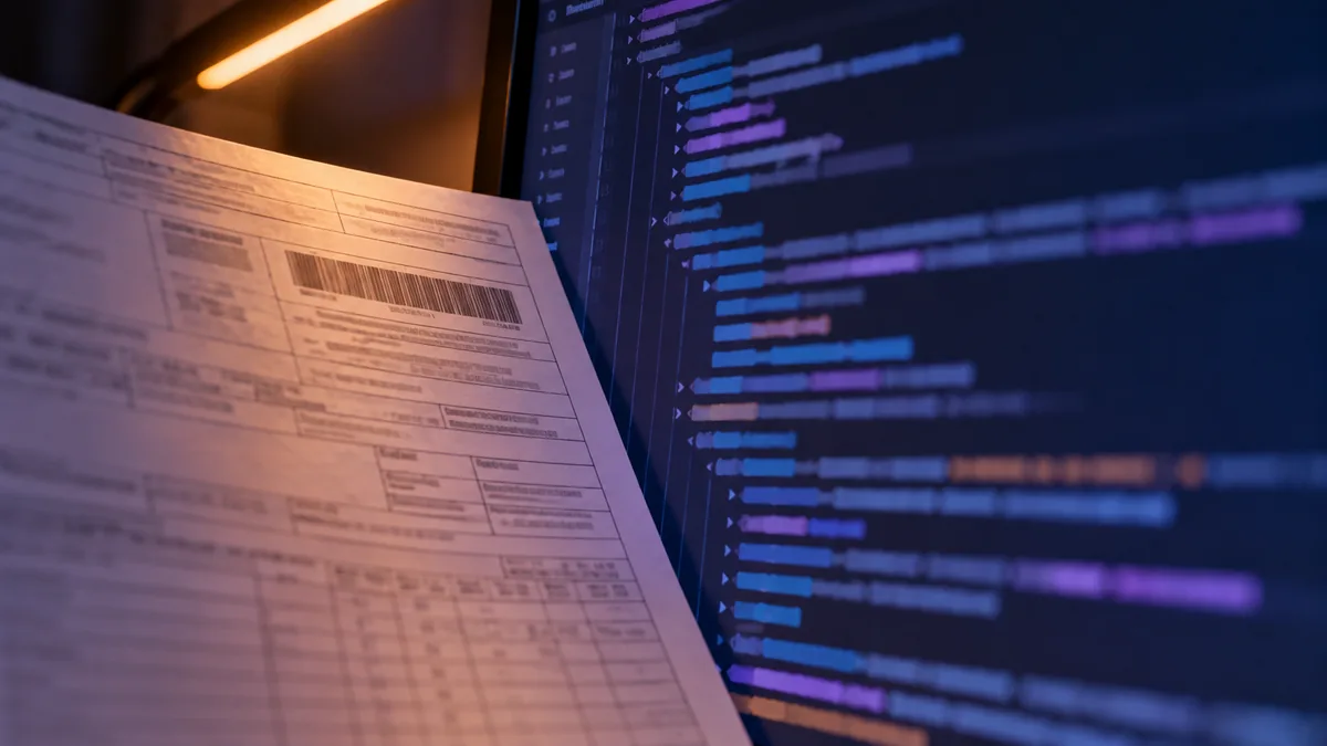 Arquivo digital e documento auxiliar da nota fiscal comparados durante uma conferência.