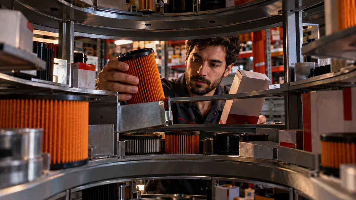 Filtro automotivo e ficha de fornecedor conferidos no cadastro de produtos.