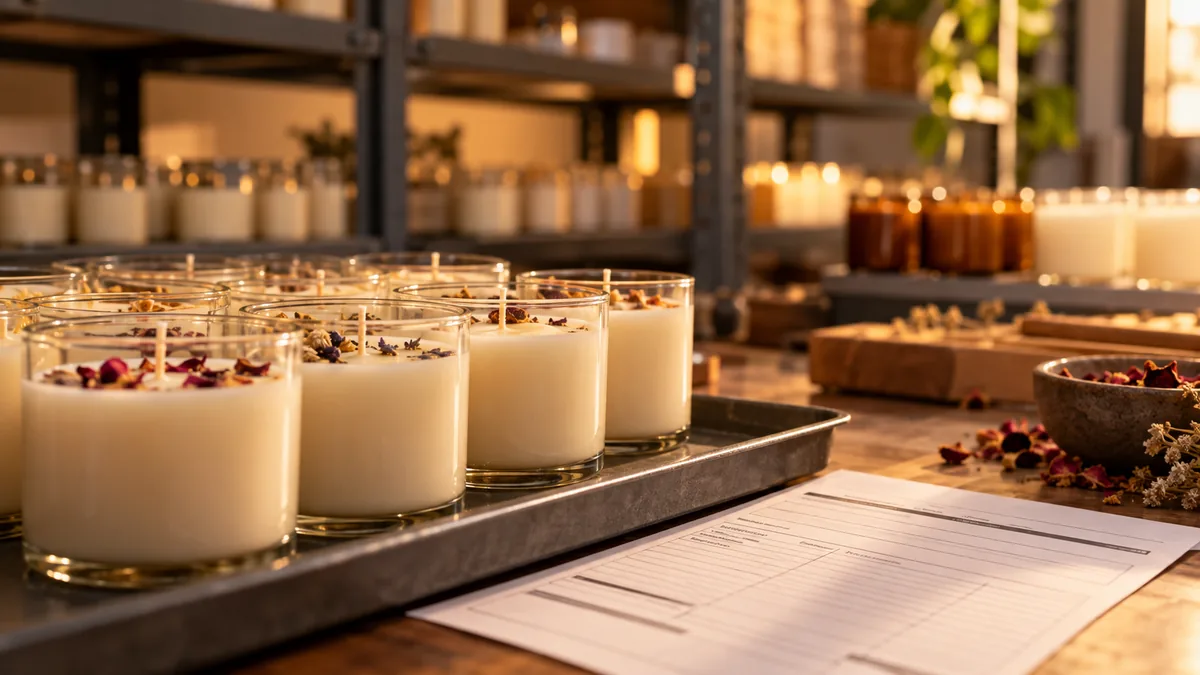Produção própria e documentação de pedidos em uma loja virtual de velas.