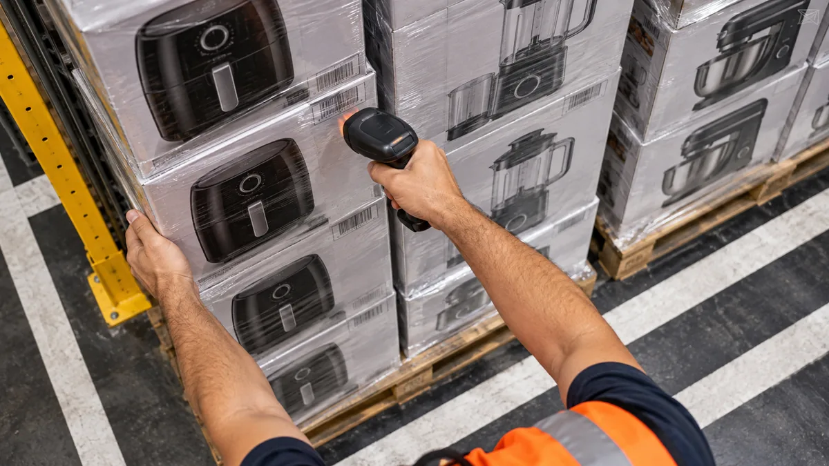 Contagem física de mercadorias para atualização do controle de estoque.