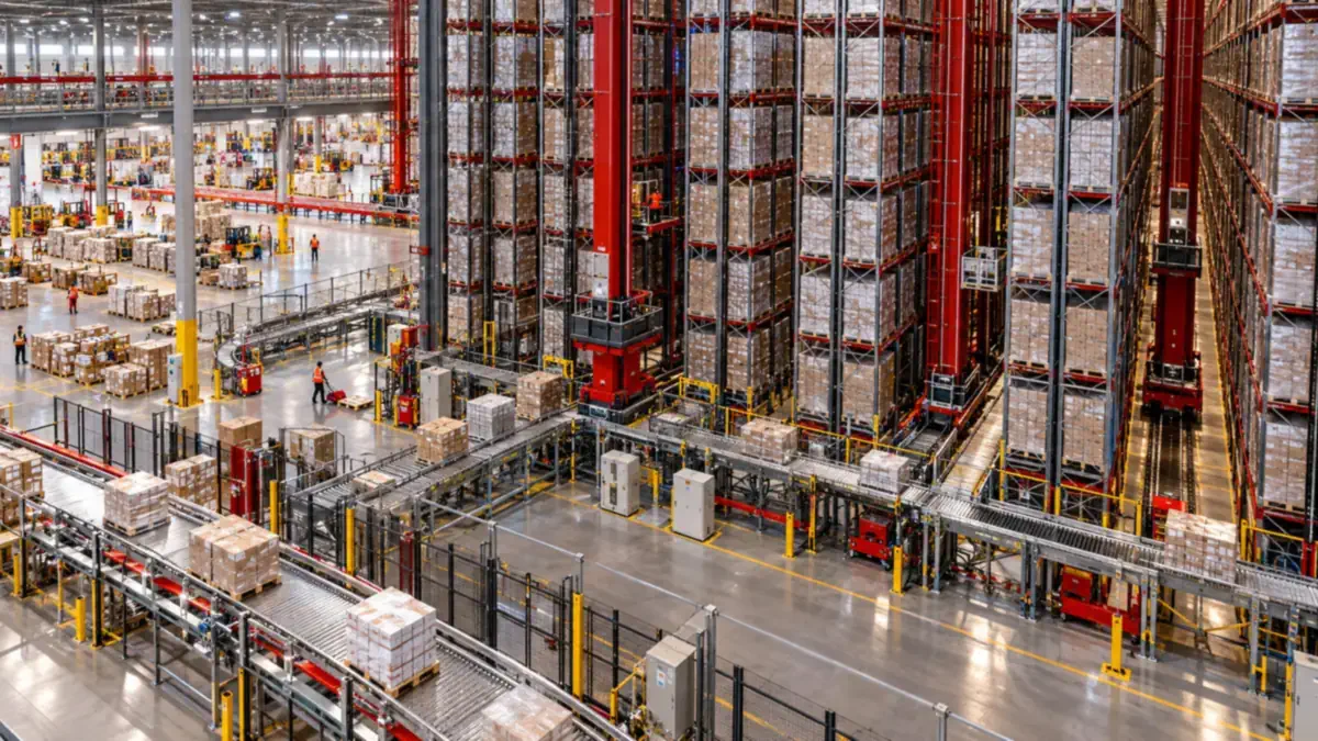 Centro de distribuição de grande porte com operação automatizada.