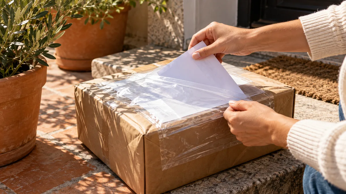Consumidor retira o documento fiscal que acompanhou a encomenda.