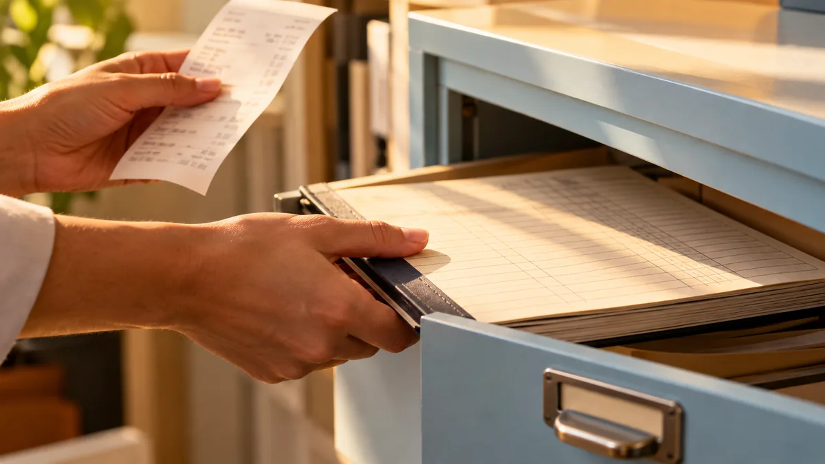 Registro da provisão de tributos organizado separadamente das vendas.